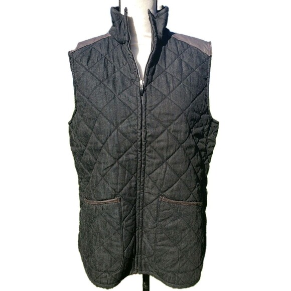 Lauren Ralph Lauren Jackets & Blazers - Lauren Jeans Co. Ralph Lauren Quilted Vest Women's Size L Black Denim & Leather